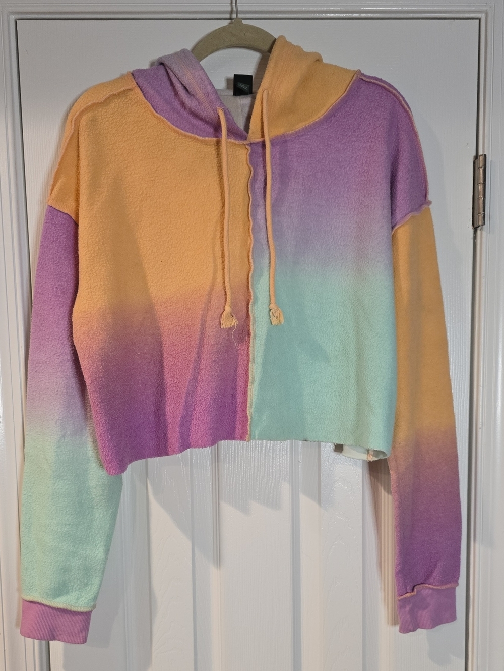 wild fable Pastel Ombre Cropped Hoodie& Shorts Set - Purple, Peach & Mint - Picture 1 of 7